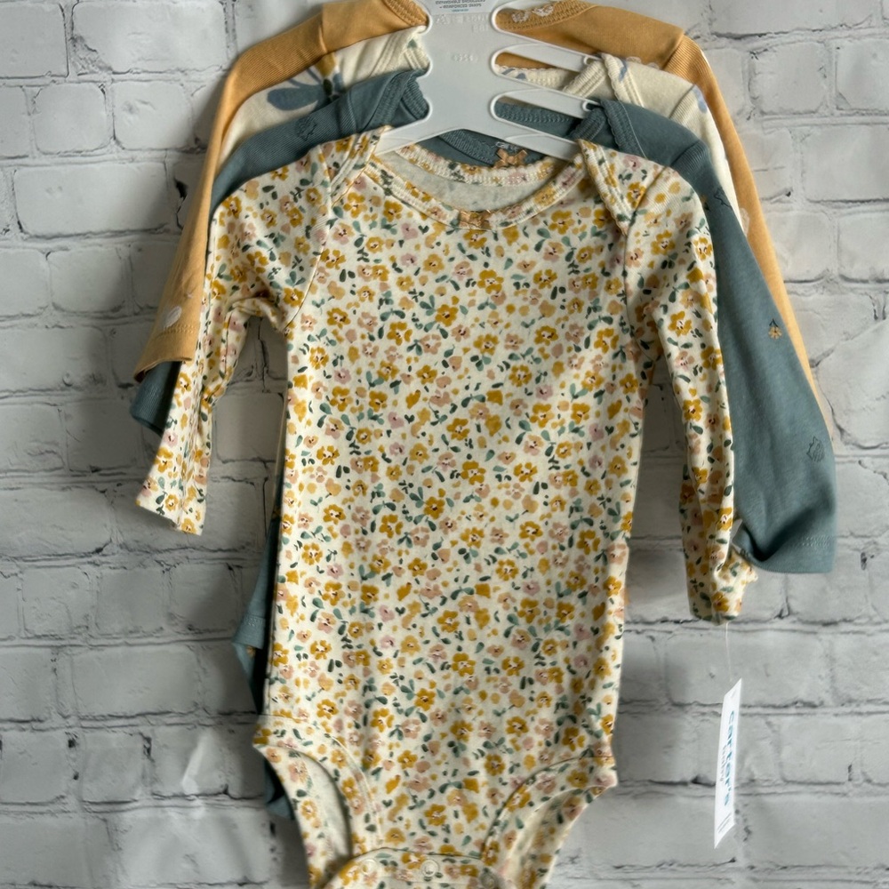 Carter's Yellow Floral baby Bodysuit bundle